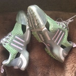 Adidas cutout sneakers white pink mint colors